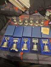 Crown And Rose Pewter11 Days Of Christmas Bells 11 in total Vintage  picture