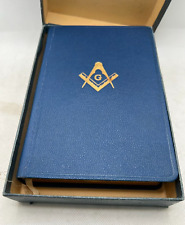 HOLY BIBLE MASONIC MASON EDITION HOLMAN BLUE 38 Signatures Masonic 1925 picture