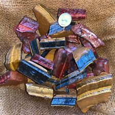 MIXED Tiger Eye Rough (RED, BLUE, GOLD)- 1000 Carat Lots+a FREE Faceted Gemstone picture