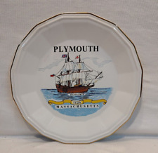 Vintage Homer Laughlin White Dover Plate Mayflower Plymouth Massachusetts 1620 picture