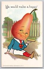 Valentine TUCK's Garden Patch Pear Head Series 2 Vtg Fantasy Postcard E Curtis picture