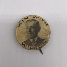 1912 Win With Woodrow Wilson Political Election Campaign Button picture