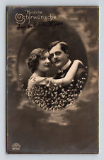 RPPC German Portrait of Man & Woman Romance Love Willows in French Postcard picture