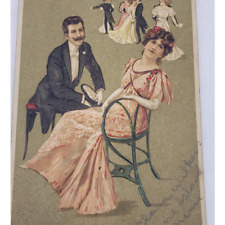 c1900s Dance Card Romantic Antique Postcard picture