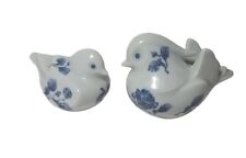 Vintage Fitz And Floyd Pair Of Birds White With Blue Floral Design 1970s Japan  picture