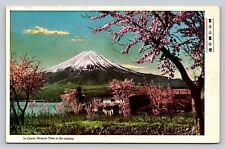 Mount Fuji Japan Cherry Blossom Time In The Country VINTAGE Postcard picture