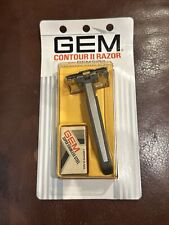 VINTAGE GEM CONTOUR II RAZOR W/ 2 STAINLESS STEEL BLADES NEW OLD STOCK RARE ZR picture