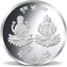 Silver coin Pure Luxmi Ganesh 10 gm silver Souvenir He loves collecting money Na picture