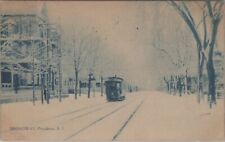 Broadway Providence Rhode Island Trolley Snow Scene 1908 Postcard picture