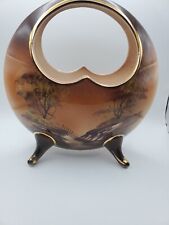 Antique 1905 Japanese Hand Painted Moon/Heart Pocket Vase picture