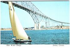 Vintage Postcard Sarnia Ontario Canada View of Blue Water Bridge Sailboat picture