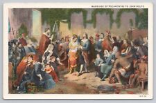 Postcard Marriage of Pocahontas to John Rolfe at Jamestown Church Virginia WB picture