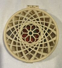 Vintage Celluloid Dresden Pie Sewing Notions Basket picture