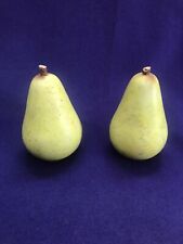 2 VINTAGE ITALIAN CARVED ALABASTER STONE FRUIT PEAR PAIR PAINT DECORATED 3.5”h picture
