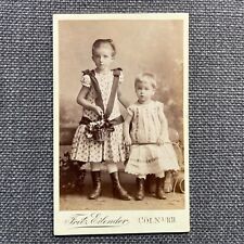CDV Photo Antique Portrait Two Young Girls One Holding a Whip Germany picture