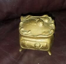 ART NOUVEAU Jewelry Casket 20th Cen Small Size Gold/Bronze Floral~SIGNED 1179 picture