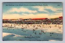 Jacksonville Beach FL-Florida, Surf Bathing, Atlantic Ocean, Vintage Postcard picture