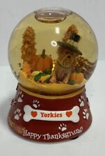 Willabee and Ward Yorkies Small Snow Globe Happy Thanksgiving Harvest Fall Decor picture