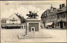 Postcard Sancoins Cher, La Place et la Fontaine,View of a Monument,Hotel Joseph picture