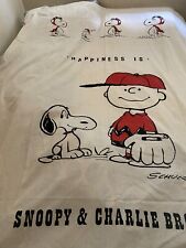 Vintage CHARLIE BROWN Snoopy Peanuts BEDSPREAD, Rare Aqua & Full Queen Size picture