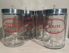 4 Vintage Profex Apothecary Medical Sundry Glass Jars - Stainless Steel Lids picture