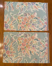 Two COLLIER CAMPBELL Vintage PILLOWCASES Ribbon Edge Standard WATERCOLOR FLORAL picture