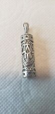 Sterling Silver Mezuzah Pendant with Hamsa Cut Out  picture