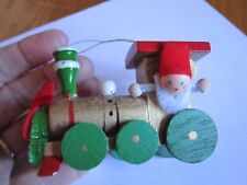 Vintage Wood Christmas Ornament Train Santa Elf Retro Decoration Wooden CUTE picture