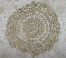 Vintage Round Small Hand Crocheted Doily, Flower Design, Beige, Cotton picture