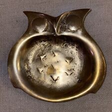 Vintage MCM Solid Brass Owl Trinket Dish Ashtray Jewelry Bowl Key Tray Decor picture