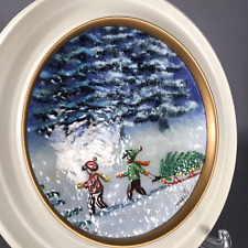 1973 Enamel on Copper Dom Mingolla Christmas Collector Framed Dish Plate Tray picture