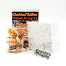 Vtg Enesco Cherished Teddies Halloween Pumpkin Carving Set & Ed Ceramic Figurine picture