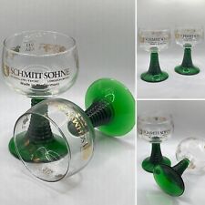 West German Schmitt Sohne 0.1L Vintage Wine Port Dessert Glasses Green Beehive picture