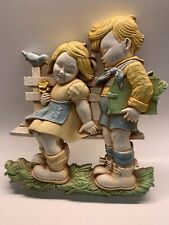 Homco Boy and Girl Vintage Wall Hanging Plaque Decor 1977 #7494 Made In USA picture