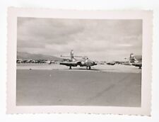 VINTAGE B&W SNAPSHOT CIRCA 1950s MCDONNELL F2H BANSHEE EARLY FIGHTER JET ON BASE picture