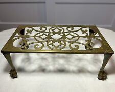 Antique Brass Plant Stand~Fireplace Trivet~Lamp Riser~10”x5”x4”H~Ball&ClawFeet picture
