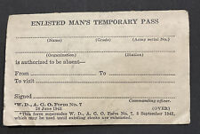 1943 Original WWII Unused U.S. Army Enlisted Man's Temporary Pass 1942 Form picture