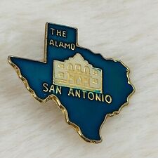 Vtg San Antonio Texas Souvenir Blue Enamel Lapel Pin w/ The Alamo picture