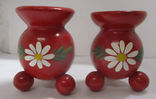 Pair of Handpainted Swedish Wood CandleHolders picture