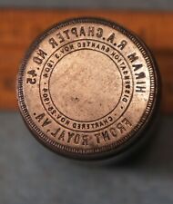 Antique FRONT ROYAL VA Hiram Chapter 45 RAM MASONIC PENNY Stamping Die TP470 picture
