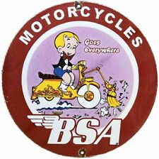 VINTAGE BSA MOTORCYCLES PORCELAIN SIGN MOTORCYCLE BIRMINGHAM SMALL ARMS HARLEY picture