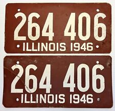 Set of 1946 Illinois 6 number 264 406 Fiberboard 5 1/2” x 11 1/2” License Plates picture