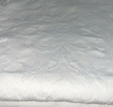 Vintage White Cotton Quilt Blanket Bedspread Woven Fringe Rare 1960s Embroidered picture