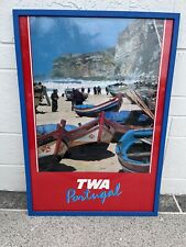 RARE VTG AUTHENTIC TWA TRANSWORLD AIRLINES PORTUGAL PROF FRAMED POSTER 27”x39” picture