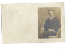 c.1900s Teenage Boy Sitting On White Chair RPPC Real Photo Postcard POSTED picture