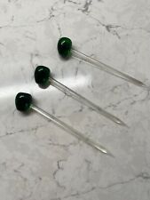 Vintage Barware Cocktail Drink Picks Decorative Glass Olive Stir Sticks Set of 3 picture