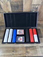 Vintage GAF Poker Chip And Card Set With Leather Case picture