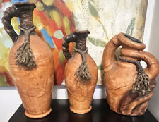 Vintage Leather-Wrapped Ceramic Water Jug Southwestern Native American picture
