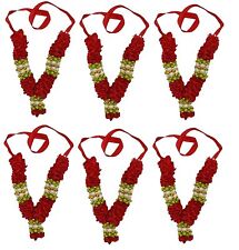 Puja Garland Red Ribbon Mala God Idol Small Haar Statue Figurines Set Of 6 picture