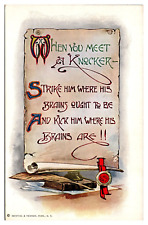 Antique When You Meet A Knocker, Funny Poem, Quill and Ink Graphic, Postcard picture